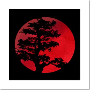 Japanese Bonsai Tree Distressed Graphic Art Yoga Meditation Posters and Art